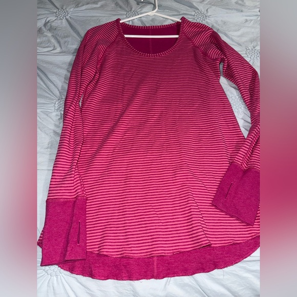 Striped Pink Long Sleeve Women's Top Lululemon - Picture 1 of 4